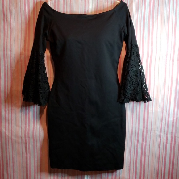 Bar III Black Bell Sleeve Off Shoulder Top - Picture 3 of 6